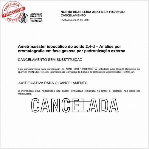 Ametrina/éster isooctílico do ácido 2,4-d - Análise por cromatografia gasosa por padronização externa