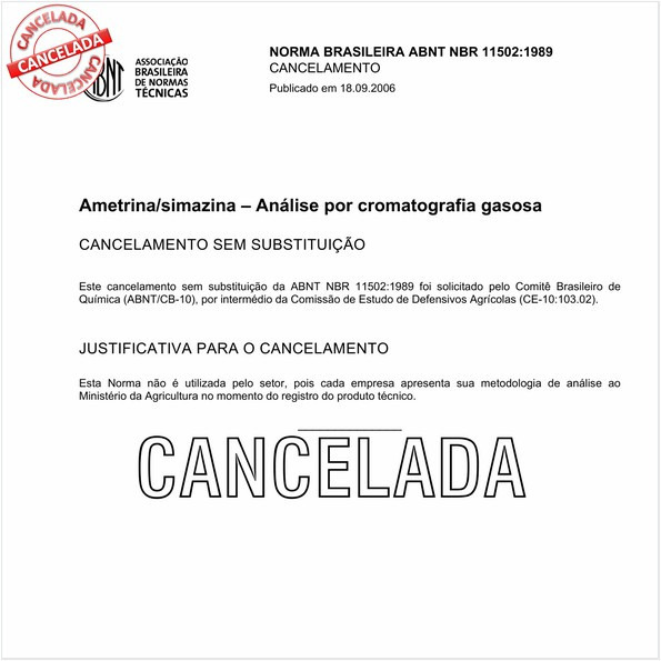 Ametrina/simazina - Análise por cromatografia gasosa