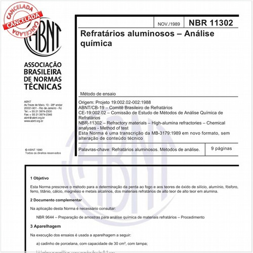 Refratários aluminosos - Análise química