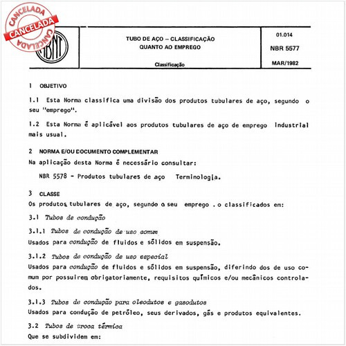 Tubo de aço - Classificação quanto ao emprego