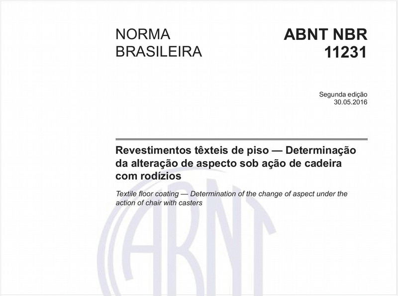 Revestimentos têxteis de piso - Determinação da alteração de aspecto sob ação de cadeira com rodízios
