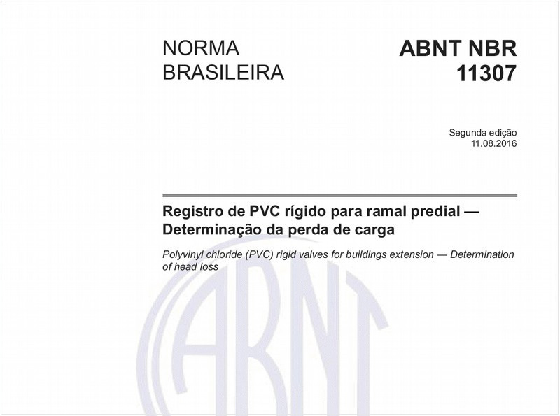 Registro de PVC rígido para ramal predial - Determinação da perda de carga