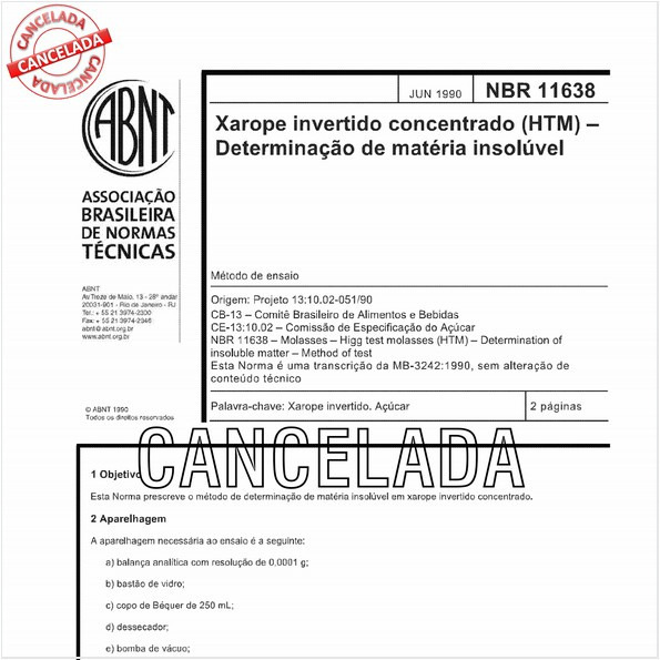 Xarope invertido concentrado (HTM) - Determinação de matéria insolúvel