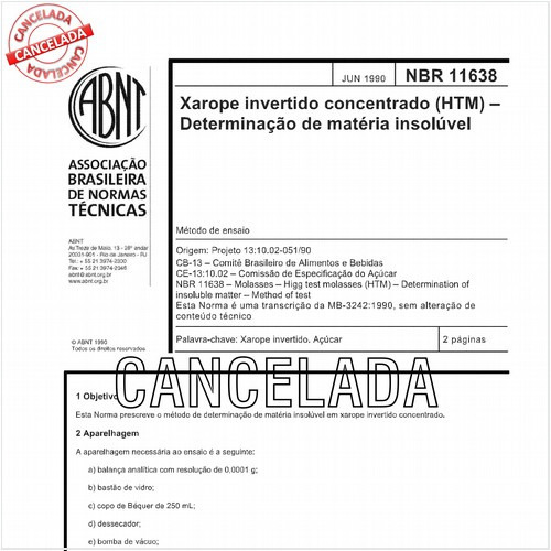 Xarope invertido concentrado (HTM) - Determinação de matéria insolúvel