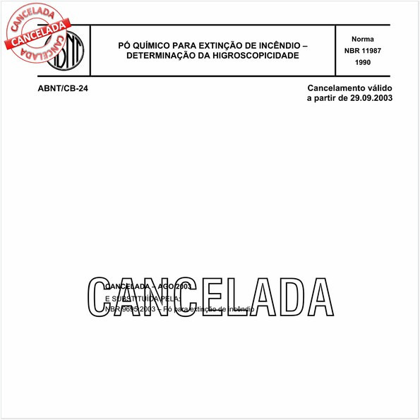 Pó para extinção de incêndio - Determinação da higroscopicidade