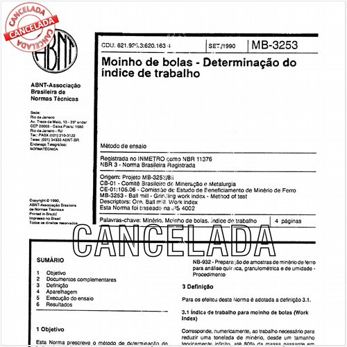 Moinho de bolas - Determinação do índice de trabalho