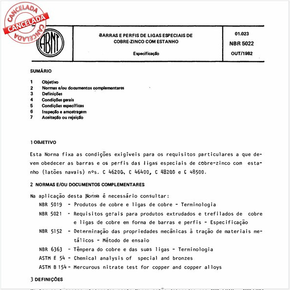 Barras e perfis de ligas especiais de cobre-zinco com estanho