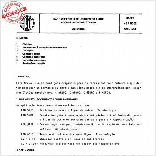 Barras e perfis de ligas especiais de cobre-zinco com estanho