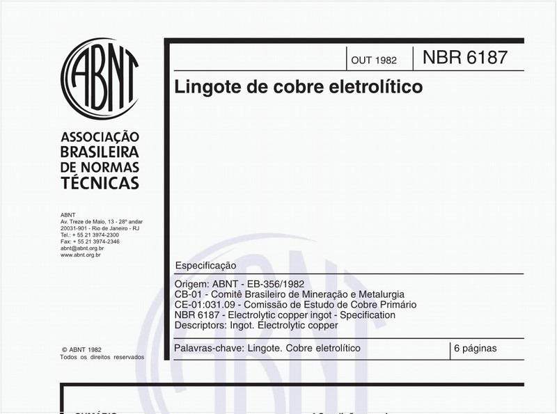 Lingote de cobre eletrolítico
