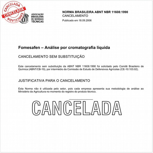 Fomesafen - Análise por cromatografia líquida
