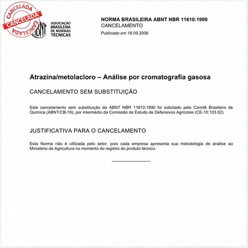 Atrazina/metolacloro - Análise por cromatografia gasosa