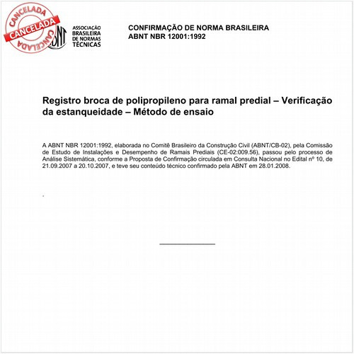 Registro broca de polipropileno para ramal predial - Verificação da estanqueidade