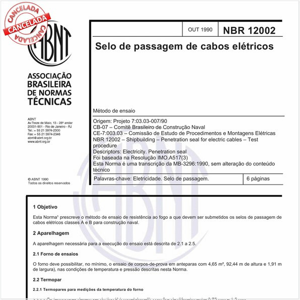 Selo de passagem de cabos elétricos