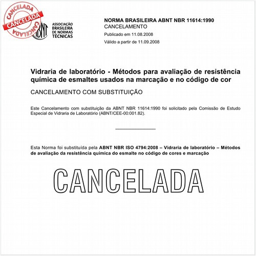 Vidraria de laboratório - Métodos para avaliação de resistência química de esmaltes usados na marcação e no código de cor