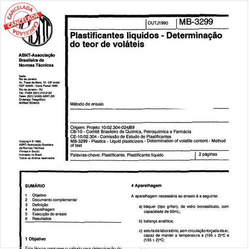 Plastificantes líquidos - Determinação do teor de voláteis