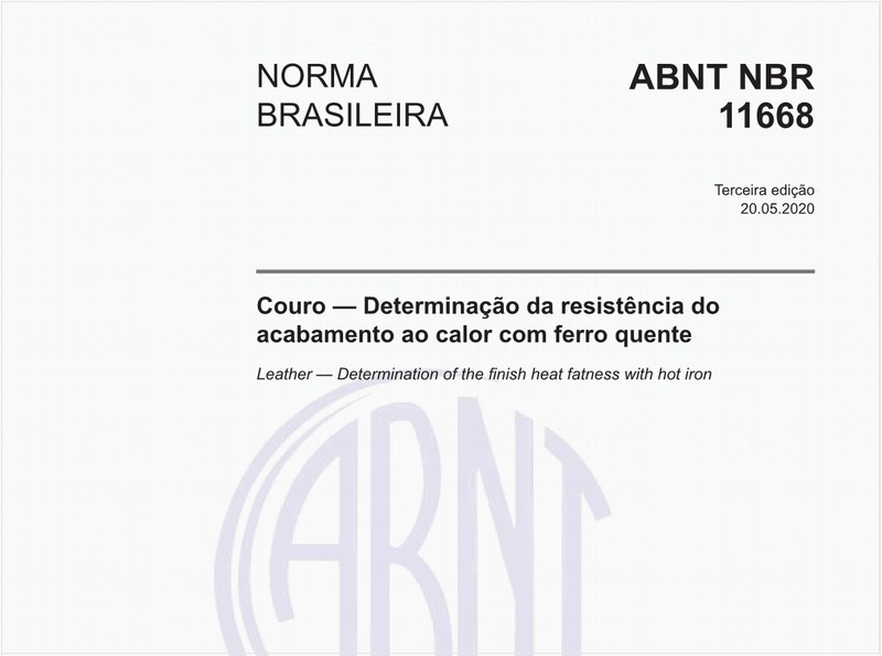 Couro — Determinação da resistência do acabamento ao calor com ferro quente