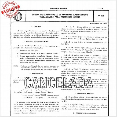 Sistema de classificação de materiais elastoméricos vulcanizados para aplicações gerais
