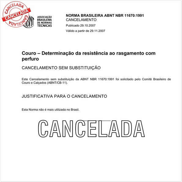 Couro - Determinação da resistência ao rasgamento com perfuro
