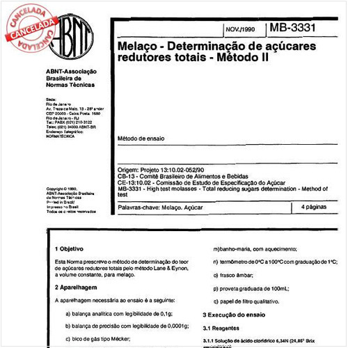 Melaço - Determinação de açúcares redutores totais - Método II