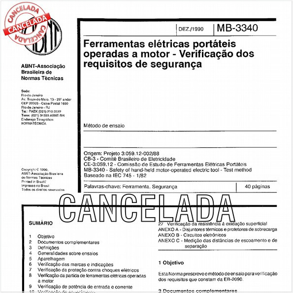 Ferramentas elétricas portáteis operadas a motor - Verificação dos requisitos de segurança