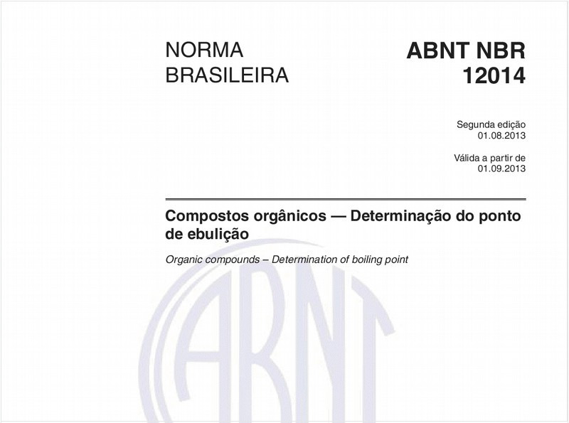 Compostos orgânicos — Determinação do ponto de ebulição