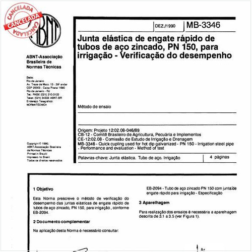 Junta elástica de engate rápido de tubos de aço zincado PN, 150 para irrigação - Verificação do desempenho