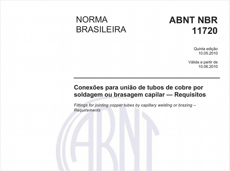 Conexões para união de tubos de cobre por soldagem ou brasagem capilar — Requisitos