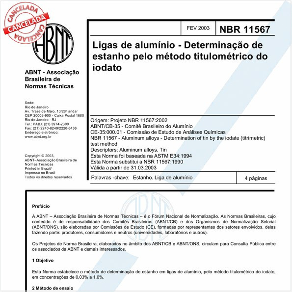 Ligas de alumínio - Determinação de estanho pelo método titulométrico do iodato