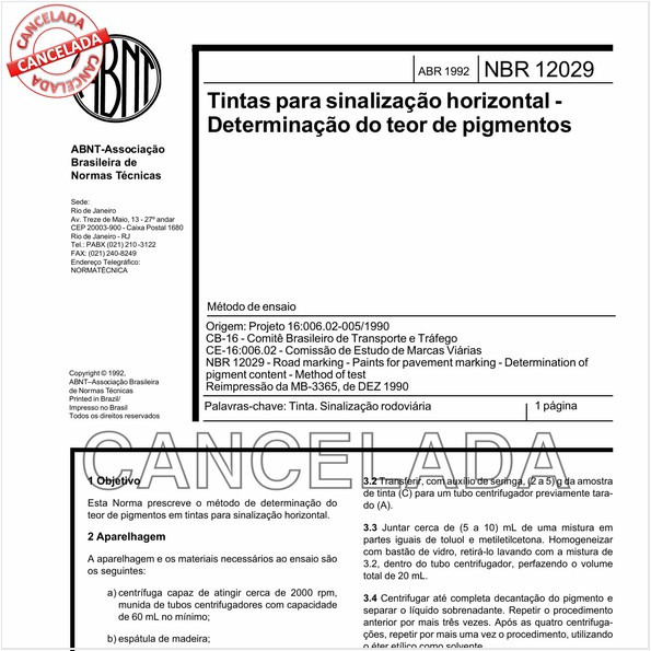 Tintas para sinalização horizontal - Determinação do teor de pigmentos
