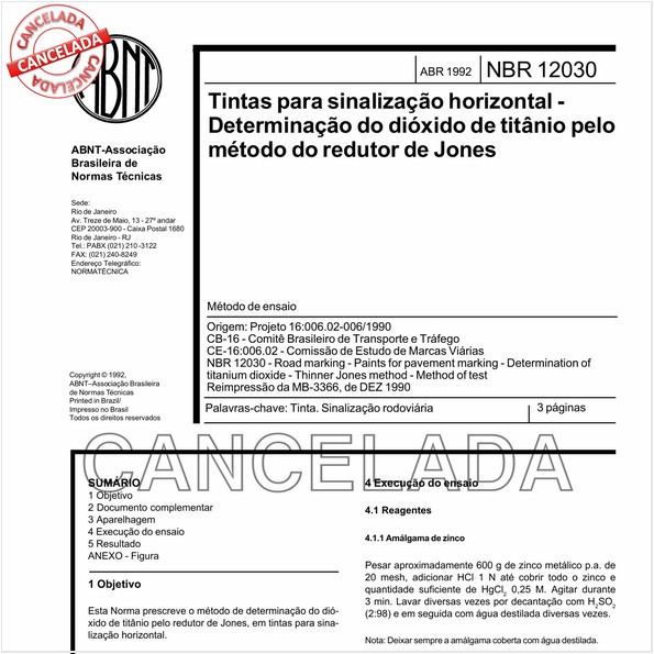 Tintas para sinalização horizontal - Determinação do dióxido de titânio pelo método do redutor de Jones