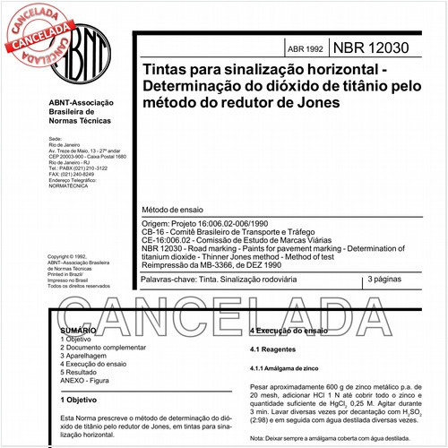Tintas para sinalização horizontal - Determinação do dióxido de titânio pelo método do redutor de Jones