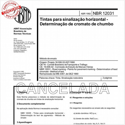 Tintas para sinalização horizontal - Determinação de cromato de chumbo