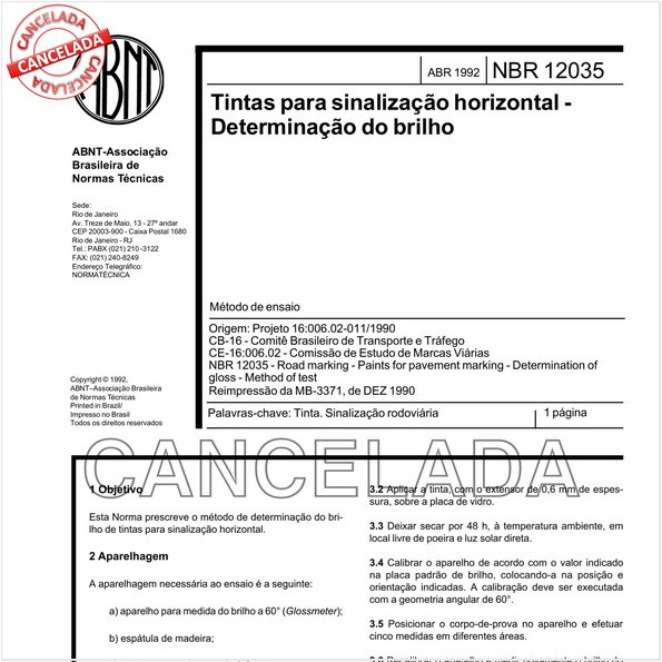 Tintas para sinalização horizontal - Determinação do brilho