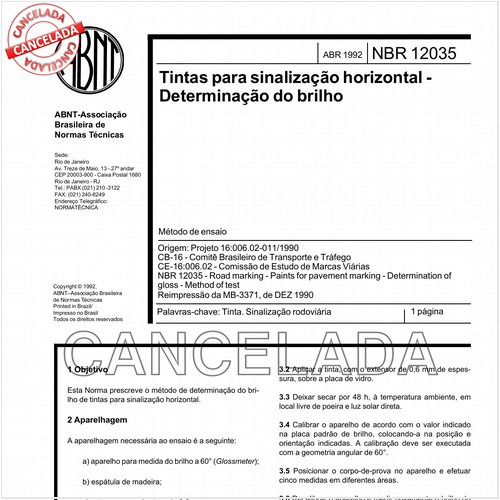 Tintas para sinalização horizontal - Determinação do brilho
