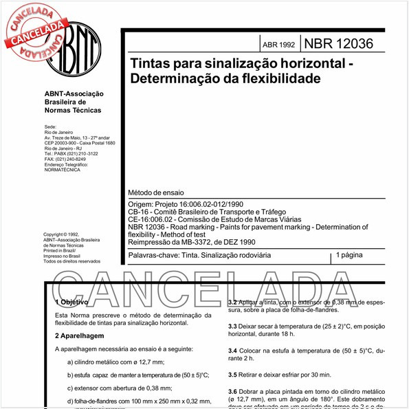 Tintas para sinalização horizontal - Determinação da flexibilidade