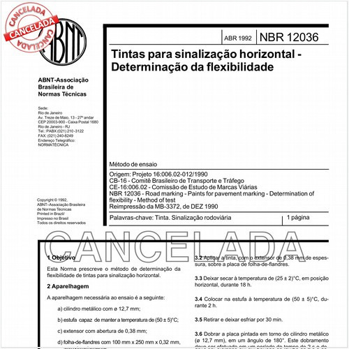 Tintas para sinalização horizontal - Determinação da flexibilidade