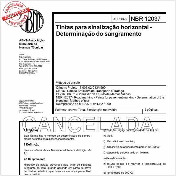 Tintas para sinalização horizontal - Determinação do sangramento