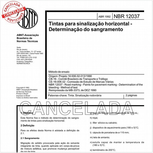 Tintas para sinalização horizontal - Determinação do sangramento