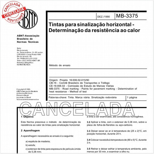 Tintas para sinalização horizontal - Determinação da resistência ao calor