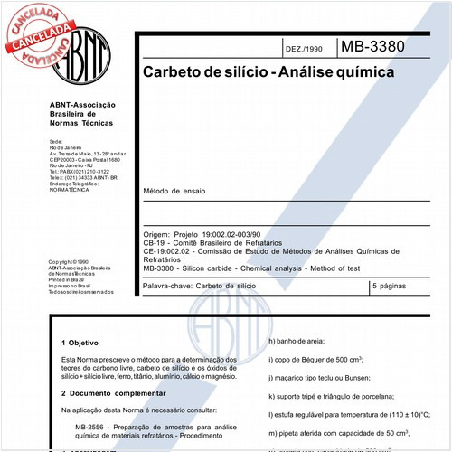 Carbeto de silício - Análise química