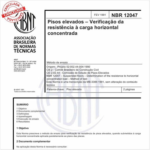 Pisos elevados - Verificação da resistência à carga horizontal concentrada