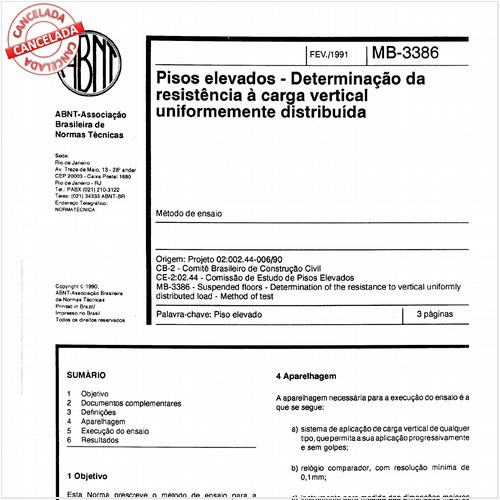 Pisos elevados - Determinação da resistência à carga vertical uniformemente distribuída