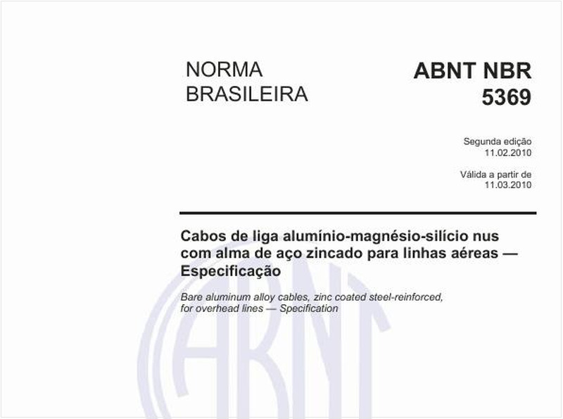 Cabos de liga alumínio-magnésio-silício nus com alma de aço zincado para linhas aéreas — Especificação