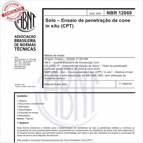 Solo - Ensaio de penetração de cone in situ (CPT)