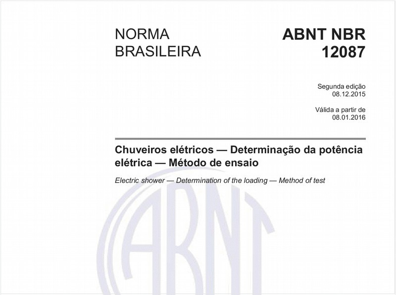 Chuveiros elétricos - Determinação da potência elétrica - Método de ensaio