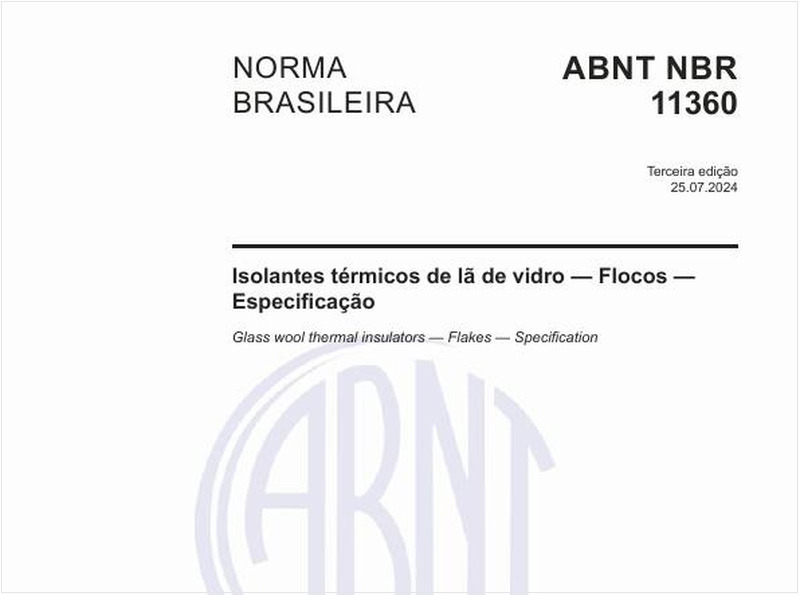 Isolantes térmicos de lã de vidro — Flocos — Especificação