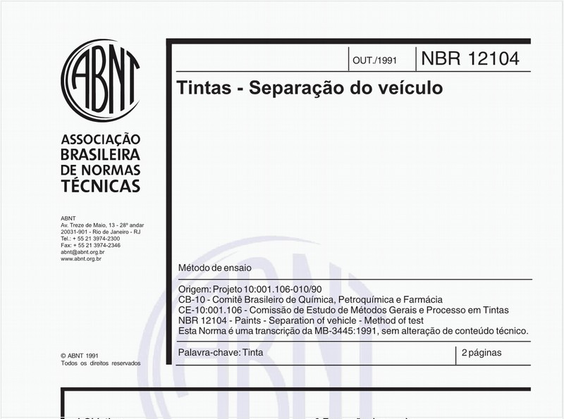 Tintas - Separação do veículo - Metodo de ensaio