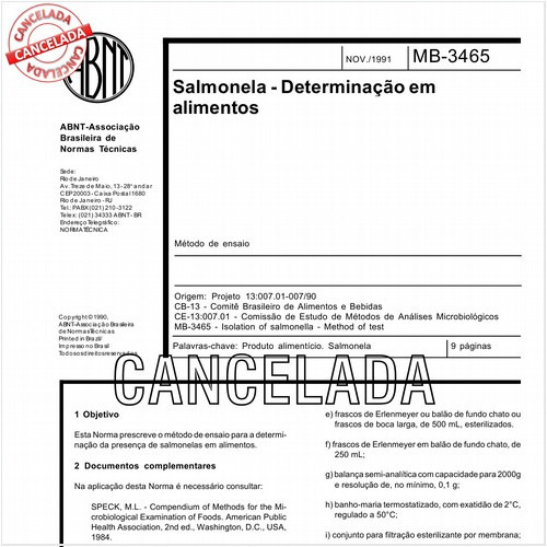 Salmonela - Determinação em alimentos