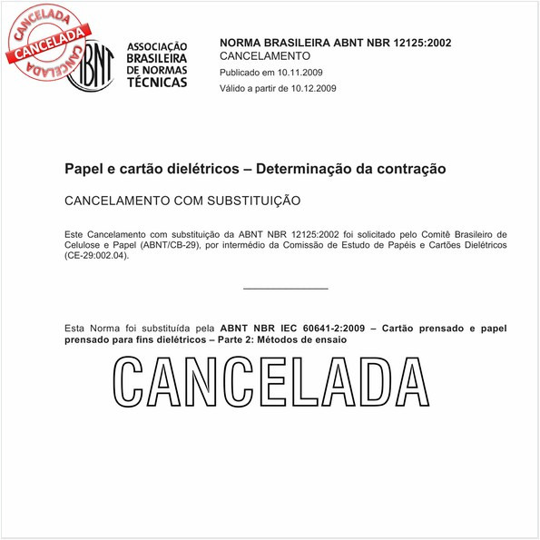 Papel e cartão dielétricos - Determinação da contração