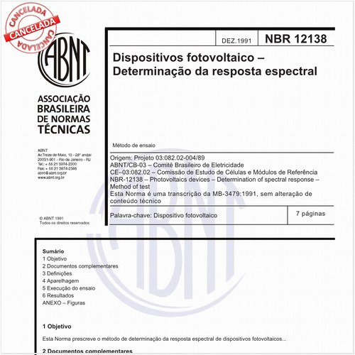 Dispositivos fotovoltaicos - Determinação da resposta espectral